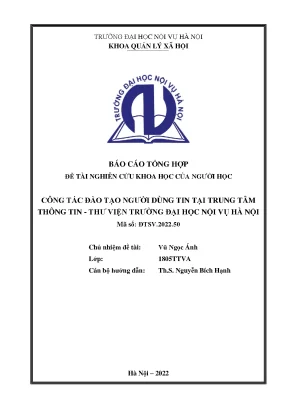 Đào Tạo Người Dùng Tin Tại Trung Tâm Thông Tin Thư Viện 
