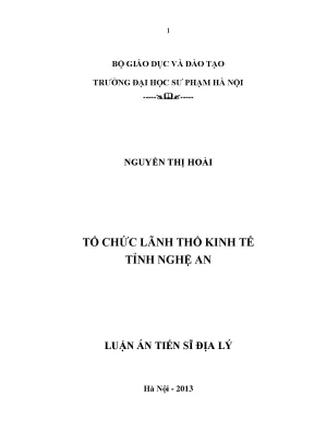 Nghiên cứu tổ chức lãnh thổ kinh tế tỉnh Nghệ An