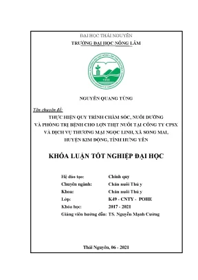 Chăm sóc và phòng trị bệnh cho lợn thịt tại Ngọc Linh, 