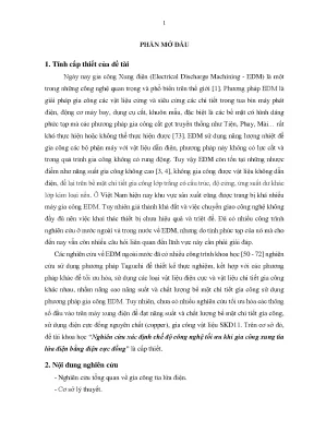 Nghiên cứu chế độ công nghệ tối ưu cho gia công xung tia 