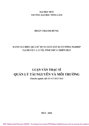 Đánh giá hiệu quả sử dụng đất nông nghiệp tại huyện A