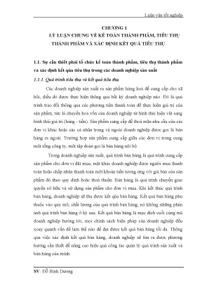 Phân tích tiêu thụ thành phẩm và kết quả tại Công ty