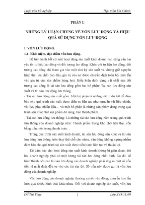 Vốn lưu động và hiệu quả sử dụng: Luận văn tốt nghiệp