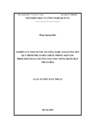 Nghiên cứu ảnh hưởng công nghệ đến thuần hóa thuốc phóng 