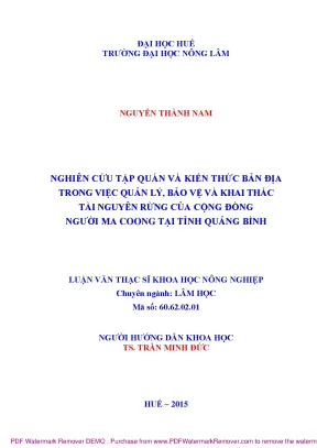 Nghiên cứu tập quán và kiến thức bản địa trong quản lý 