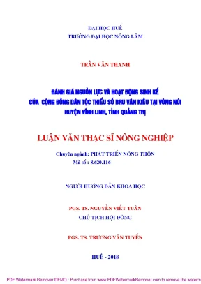 Đánh giá nguồn lực và sinh kế của cộng đồng Bru Vân Kiều 