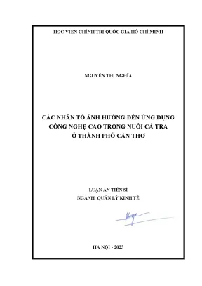 Những yếu tố ảnh hưởng đến ứng dụng công nghệ cao trong