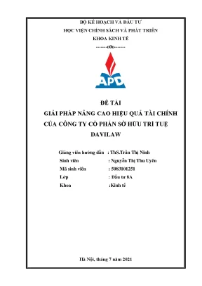 Giải pháp nâng cao hiệu quả tài chính cho công ty cổ