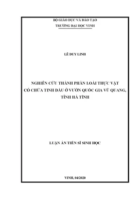 Nghiên cứu thực vật chứa tinh dầu tại Vườn Quốc Gia Vũ 