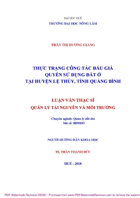 Đánh giá công tác đấu giá quyền sử dụng đất tại huyện Lệ