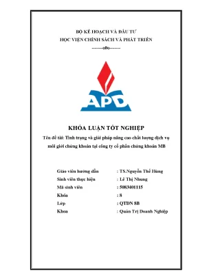 Giải pháp nâng cao chất lượng dịch vụ môi giới chứng 