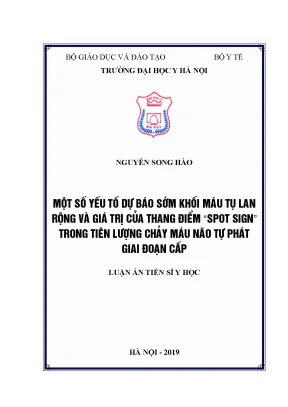 Dự báo sớm KMT lan rộng và giá trị thang điểm Spot Sign 