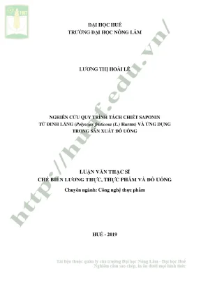 Nghiên cứu tách chiết saponin từ đinh lăng và ứng dụng