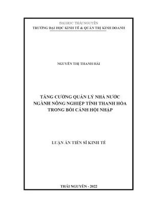 Quản lý nhà nước ngành nông nghiệp tỉnh Thanh Hóa trong