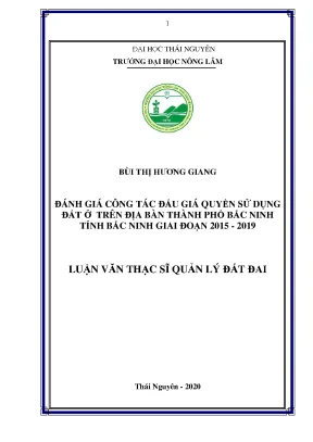 Đánh Giá Công Tác Đấu Giá Quyền Sử Dụng Đất Tại Bắc Ninh