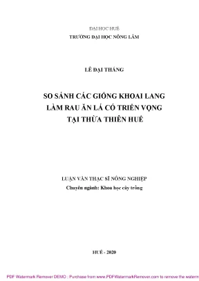 So sánh giống khoai lang rau ăn lá tiềm năng tại Thừa 