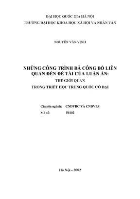 Thế Giới Quan Trong Triết Học Trung Quốc Cổ Đại: Luận Án 