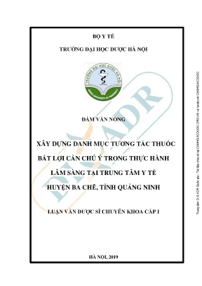 Danh mục tương tác thuốc bất lợi trong thực hành lâm 