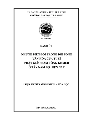 Biến đổi văn hóa của tu sĩ Phật giáo Nam Tông Khmer ở 