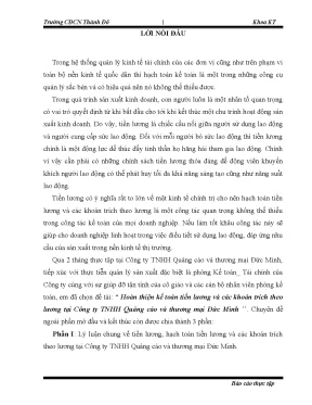 Hoàn thiện kế toán tiền lương tại công ty TNHH Quảng cáo