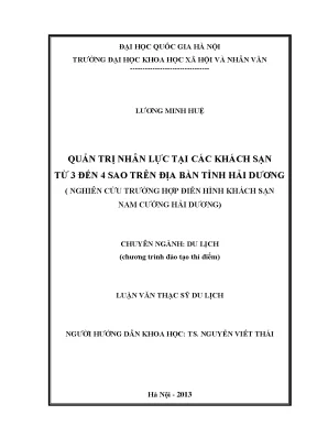 Nghiên cứu quản trị nhân lực tại khách sạn 3-4 sao ở Hải 
