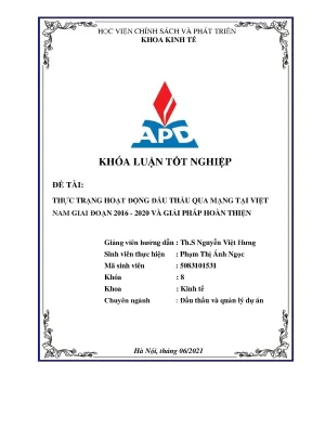 Hoạt động đấu thầu qua mạng tại Việt Nam 2016-2020: Thực 