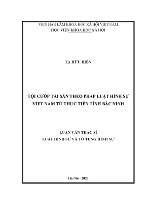 Nghiên cứu tội cướp tài sản theo pháp luật Việt Nam tại