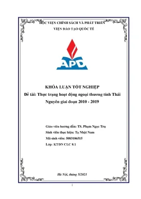 Phân Tích Hoạt Động Ngoại Thương Tỉnh Thái Nguyên Giai