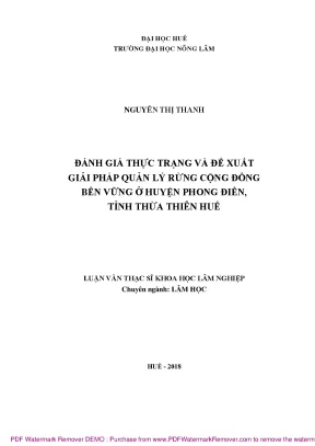 Quản lý rừng cộng đồng bền vững tại Phong Điền, Thừa 