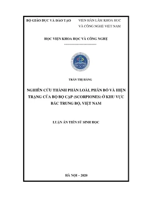 Nghiên cứu thành phần và hiện trạng bọ cạp Scorpiones ở 