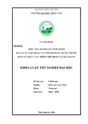 Đánh giá sản xuất chè shan và sử dụng thuốc bảo vệ thực 