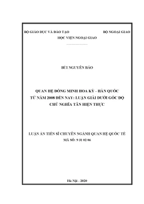 Quan hệ đồng minh Mỹ - Hàn Quốc từ 2008: Phân tích qua 