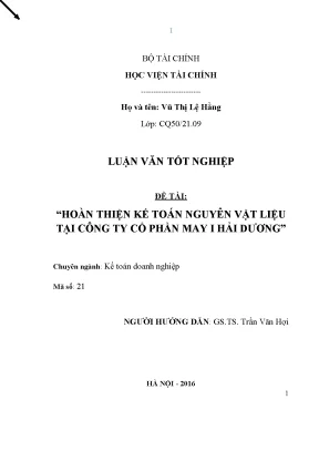 Kế toán nguyên vật liệu tại Công ty Cổ phần May Hải 