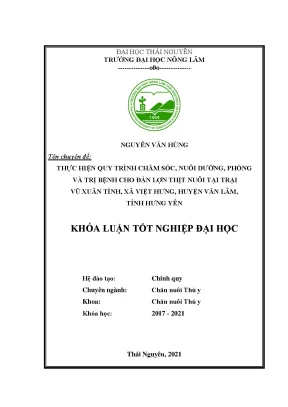 Chăm sóc và điều trị bệnh cho lợn thịt tại trang trại Vũ 