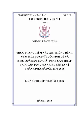 Tiêm vắc xin cúm mùa cho nữ sinh đẻ tại Hà Nội: Thực 