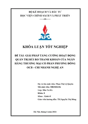 Giải pháp nâng cao quản trị rủi ro thanh khoản tại ngân