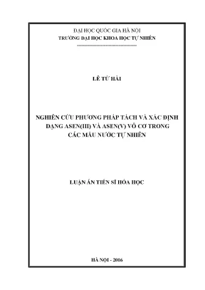 Nghiên cứu phương pháp tách và xác định asen iii, asen v 