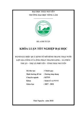 Đánh giá hiệu quả kinh tế mô hình trang trại nuôi lợn 