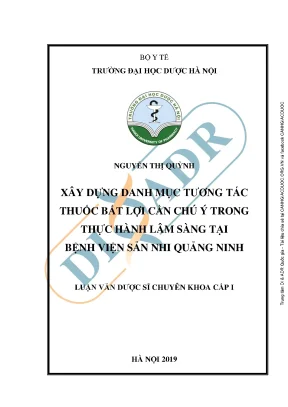 Danh mục tương tác thuốc bất lợi trong thực hành lâm 