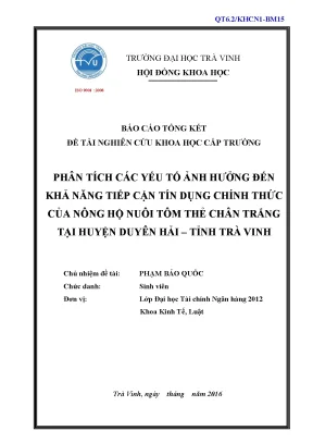 Phân Tích Yếu Tố Ảnh Hưởng Đến Khả Năng Tiếp Cận Tín