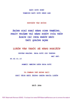 Đánh giá khả năng sinh trưởng và năng suất cà chua nhập 