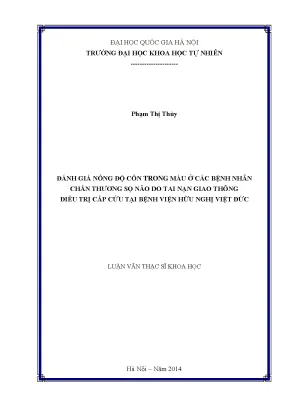 Đánh giá nồng độ cồn trong máu bệnh nhân chấn thương sọ 