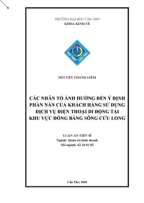 Những yếu tố ảnh hưởng đến ý định phàn nàn của khách