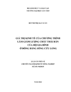 Giá trị kinh tế từ chương trình giảm chất thải rắn hộ 