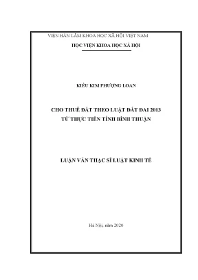 Nghiên cứu cho thuê đất theo luật đất đai 2013 tại Bình 
