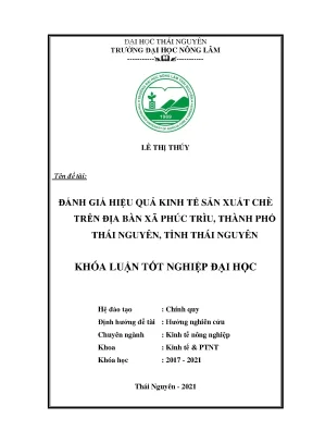 Đánh giá hiệu quả kinh tế sản xuất chè tại xã Phúc Trìu, 