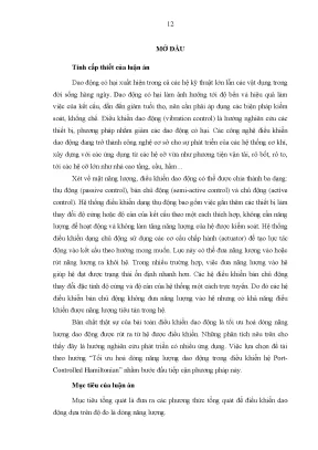 Tối ưu hóa năng lượng dao động trong điều khiển hệ 