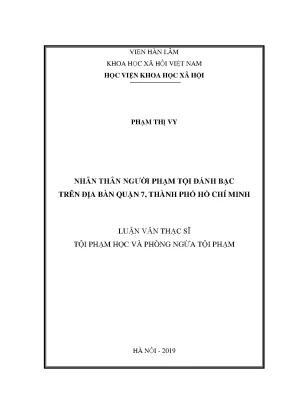 Nghiên cứu về nhân thân người phạm tội đánh bạc tại quận 
