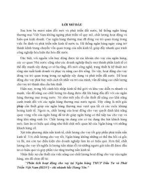 Phân Tích Hoạt Động Cho Vay Tại BIDV Bắc Hưng Yên
