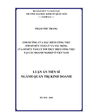 Tác động của đặc điểm công việc đến sở hữu tâm lý và